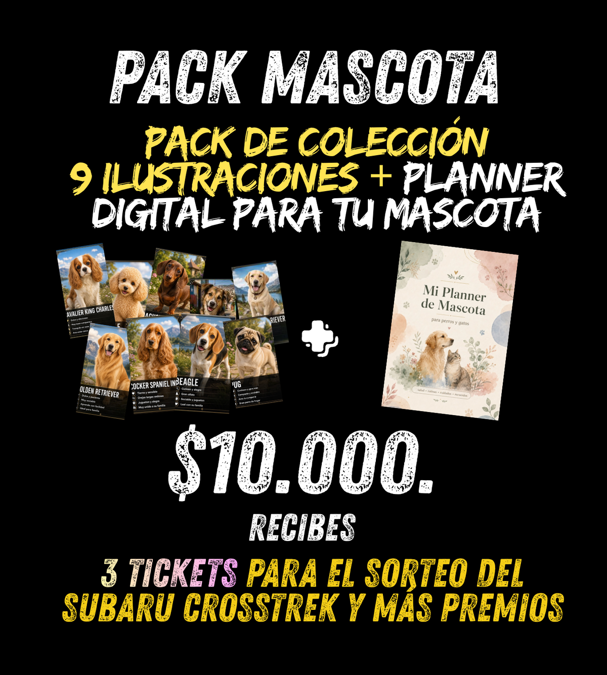 Set de 9 Ilustraciones Digitales x 3 Tickets Sorteo + PLANNER MASCOTA DIGITAL
